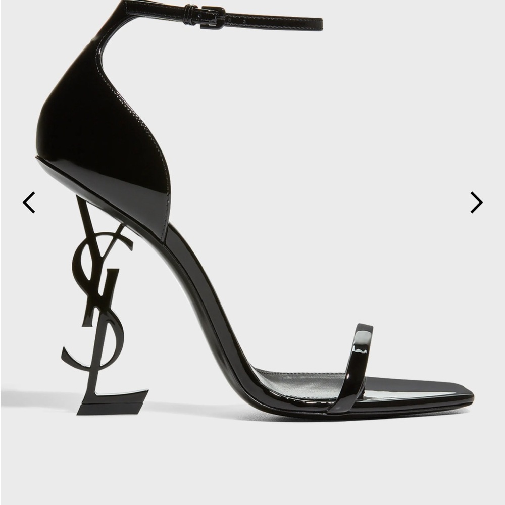 Yves Saint Laurent Black Opyum Logo-Heel Sandals with Black Hardware - size 39